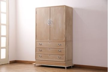 中古　伝統工芸品　加茂産　気品漂う佇まいが魅力的な総桐箪笥(胴厚、総桐たんす、着物タンス、衣装箪笥)(R-049566)