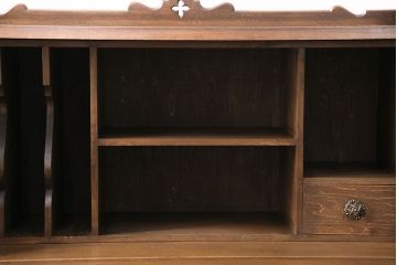 中古　美品　永田良介商店製　幾何学模様が目を引く!クラシカルな雰囲気を醸しだすライティングビューロー(簿記机、在宅ワーク、在宅用ワークデスク)(定価約54万円)(R-049567)