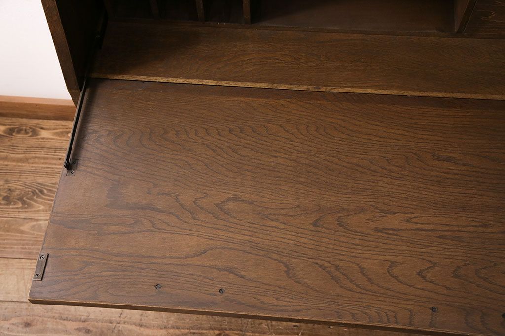 中古　美品　永田良介商店製　幾何学模様が目を引く!クラシカルな雰囲気を醸しだすライティングビューロー(簿記机、在宅ワーク、在宅用ワークデスク)(定価約54万円)(R-049567)