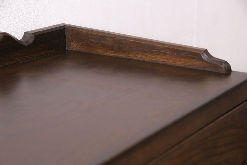 中古　美品　永田良介商店製　幾何学模様が目を引く!クラシカルな雰囲気を醸しだすライティングビューロー(簿記机、在宅ワーク、在宅用ワークデスク)(定価約54万円)(R-049567)