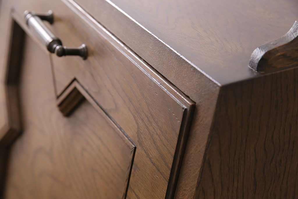 中古　美品　永田良介商店製　幾何学模様が目を引く!クラシカルな雰囲気を醸しだすライティングビューロー(簿記机、在宅ワーク、在宅用ワークデスク)(定価約54万円)(R-049567)