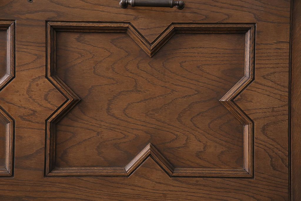 中古　美品　永田良介商店製　幾何学模様が目を引く!クラシカルな雰囲気を醸しだすライティングビューロー(簿記机、在宅ワーク、在宅用ワークデスク)(定価約54万円)(R-049567)