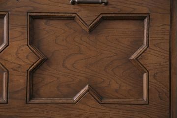 中古　美品　永田良介商店製　幾何学模様が目を引く!クラシカルな雰囲気を醸しだすライティングビューロー(簿記机、在宅ワーク、在宅用ワークデスク)(定価約54万円)(R-049567)