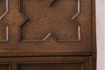 中古　美品　永田良介商店製　幾何学模様が目を引く!クラシカルな雰囲気を醸しだすライティングビューロー(簿記机、在宅ワーク、在宅用ワークデスク)(定価約54万円)(R-049567)