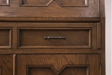 中古　美品　永田良介商店製　幾何学模様が目を引く!クラシカルな雰囲気を醸しだすライティングビューロー(簿記机、在宅ワーク、在宅用ワークデスク)(定価約54万円)(R-049567)