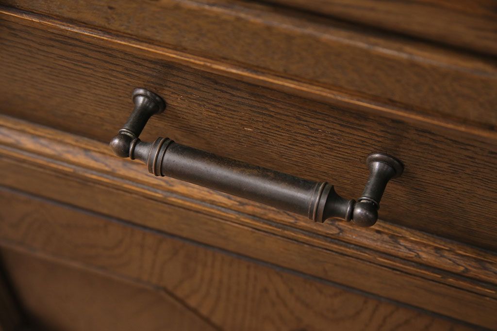 中古　美品　永田良介商店製　幾何学模様が目を引く!クラシカルな雰囲気を醸しだすライティングビューロー(簿記机、在宅ワーク、在宅用ワークデスク)(定価約54万円)(R-049567)