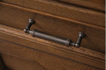 中古　美品　永田良介商店製　幾何学模様が目を引く!クラシカルな雰囲気を醸しだすライティングビューロー(簿記机、在宅ワーク、在宅用ワークデスク)(定価約54万円)(R-049567)