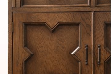 中古　美品　永田良介商店製　幾何学模様が目を引く!クラシカルな雰囲気を醸しだすライティングビューロー(簿記机、在宅ワーク、在宅用ワークデスク)(定価約54万円)(R-049567)