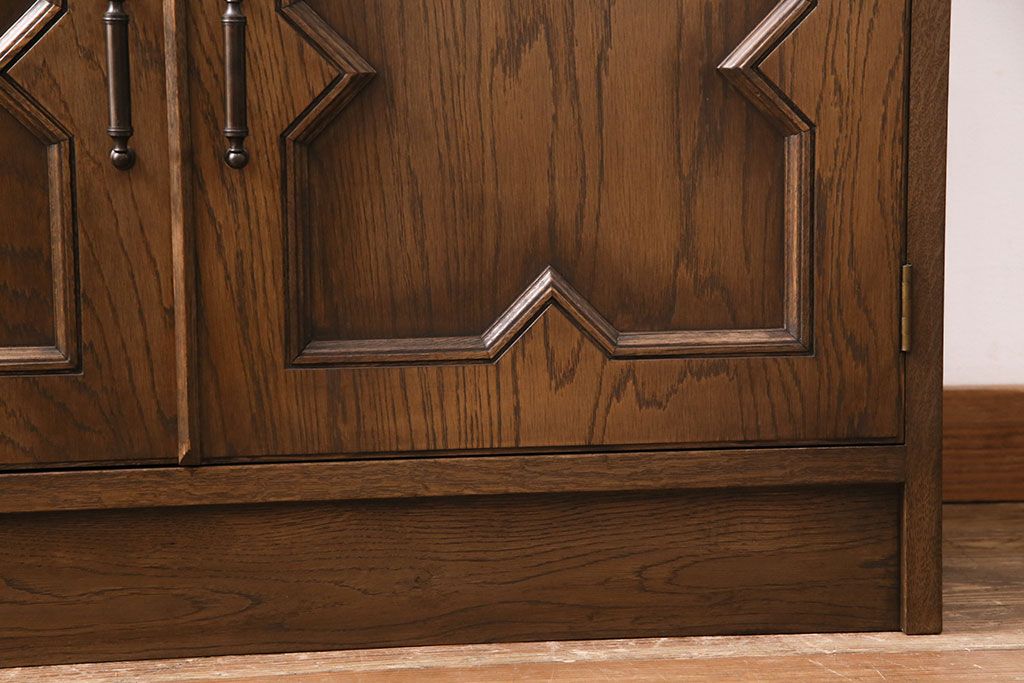 中古　美品　永田良介商店製　幾何学模様が目を引く!クラシカルな雰囲気を醸しだすライティングビューロー(簿記机、在宅ワーク、在宅用ワークデスク)(定価約54万円)(R-049567)