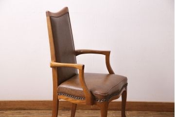 ビンテージ家具　美品　オールドマルニ　maruni(マルニ木工)　マキシマムシリーズ　ベルサイユM　優雅な佇まいが魅力的なアームチェア(ダイニングチェア、椅子、ヴィンテージ)(R-049573)