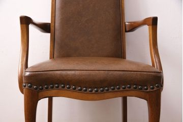 ビンテージ家具　美品　オールドマルニ　maruni(マルニ木工)　マキシマムシリーズ　ベルサイユM　優雅な佇まいが魅力的なアームチェア(ダイニングチェア、椅子、ヴィンテージ)(R-049573)