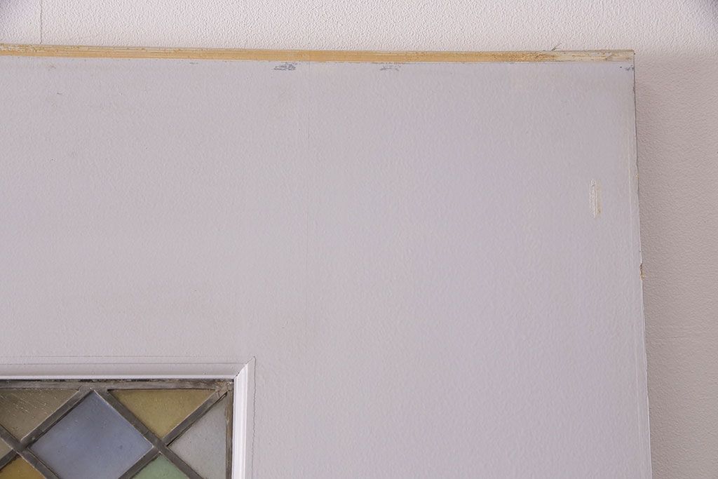 中古建具　アンティークのステンドグラスをはめ込んだ大きな引き戸1枚　(R-049574)