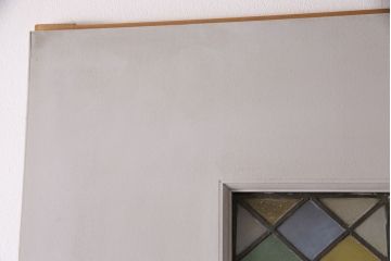 中古　アンティークのステンドグラスをはめ込んだ大きな引き戸(ガラス戸、建具)(R-049574)