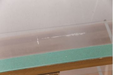 和製アンティーク　ナラ材　激レアデザイン!　斜めL字型のガラスケース(ショーケース、陳列棚)(R-049580)