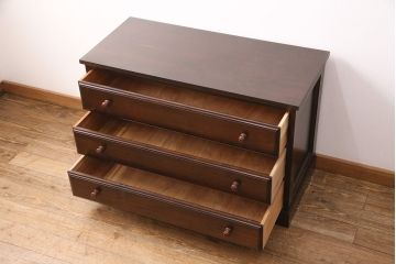 中古　美品　松本民芸家具　当店リメイク　天板ヒノキ無垢材　和モダンな空間づくりにおすすめのローチェスト(サイドボード、引き出し、ローボード)(R-049606)