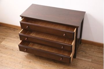 中古　美品　松本民芸家具　当店リメイク　天板ヒノキ無垢材・脚付き　和モダンな空間づくりにおすすめのローチェスト(サイドボード、引き出し、ローボード)(R-049607)