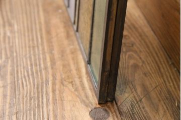 アンティーク建具　日本製　昭和初期　希少!木枠を作成して仕上げる、レトロなデザインが魅力のステンドグラス2枚セット(ドア、明り取り)(R-049608)