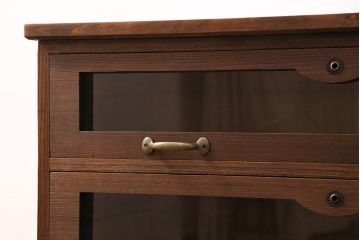和製アンティーク　桐箪笥リメイク　前面ガラス製　上品な佇まいが魅力的なリビングボード(引き出し、チェスト、シャツケース、テレビ台、桐たんす)(R-049611)