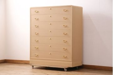 中古美品　伝統工芸品　総桐材　上品な和の雰囲気を演出する加茂総桐箪笥(胴厚、総桐たんす、整理箪笥、引き出し、チェスト、衣装タンス)(R-049616)