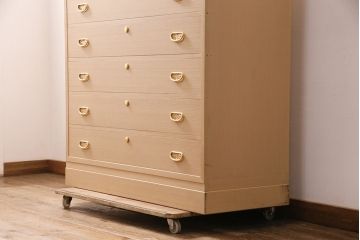 中古美品　伝統工芸品　総桐材　上品な和の雰囲気を演出する加茂総桐箪笥(胴厚、総桐たんす、整理箪笥、引き出し、チェスト、衣装タンス)(R-049616)