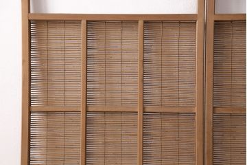 アンティーク建具　松の透かし彫りがアクセントの御簾戸2枚セット(簾戸、簀戸、葭戸、夏障子、すど、葦戸)(R-049618)
