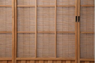 アンティーク建具　雲と風をイメージした透かし彫りがおしゃれな御簾戸4枚セット(簾戸、簀戸、葭戸、夏障子、すど、葦戸)(R-049619)