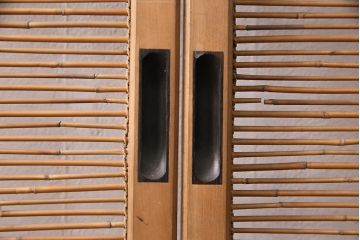 アンティーク建具　雲と風をイメージした透かし彫りがおしゃれな御簾戸4枚セット(簾戸、簀戸、葭戸、夏障子、すど、葦戸)(R-049619)