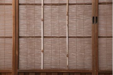 アンティーク建具　雲と風をイメージした透かし彫りがおしゃれな御簾戸4枚セット(簾戸、簀戸、葭戸、夏障子、すど、葦戸)(R-049619)