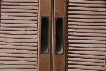 アンティーク建具　雲と風をイメージした透かし彫りがおしゃれな御簾戸4枚セット(簾戸、簀戸、葭戸、夏障子、すど、葦戸)(R-049619)