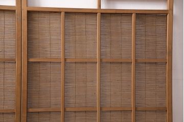 アンティーク建具　雲と風をイメージした透かし彫りがおしゃれな御簾戸2枚セット(簾戸、簀戸、葭戸、夏障子、すど、葦戸)(R-049620)
