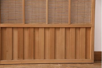 アンティーク建具　雲と風をイメージした透かし彫りがおしゃれな御簾戸2枚セット(簾戸、簀戸、葭戸、夏障子、すど、葦戸)(R-049620)