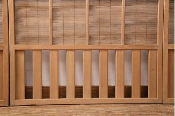 アンティーク建具　松をイメージした透かし彫りがアクセントの御簾戸4枚セット(簾戸、簀戸、葭戸、夏障子、すど、葦戸)(R-049621)