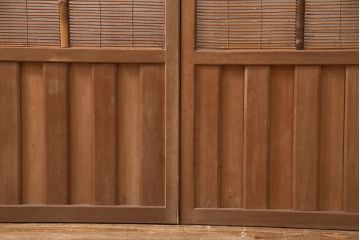 アンティーク建具　松をイメージした透かし彫りがアクセントの御簾戸4枚セット(簾戸、簀戸、葭戸、夏障子、すど、葦戸)(R-049621)