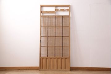 アンティーク建具　雲と風をイメージした透かし彫りがおしゃれな御簾戸1枚(簾戸、簀戸、葭戸、夏障子、すど、葦戸)(R-049622)