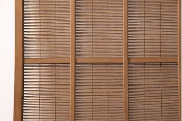 アンティーク建具　雲と風をイメージした透かし彫りがおしゃれな御簾戸1枚(簾戸、簀戸、葭戸、夏障子、すど、葦戸)(R-049622)