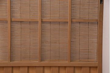 アンティーク建具　雲と風をイメージした透かし彫りがおしゃれな御簾戸1枚(簾戸、簀戸、葭戸、夏障子、すど、葦戸)(R-049622)