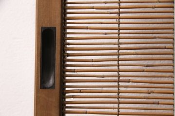 アンティーク建具　雲と風をイメージした透かし彫りがおしゃれな御簾戸1枚(簾戸、簀戸、葭戸、夏障子、すど、葦戸)(R-049622)