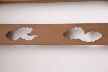 アンティーク建具　雲と風をイメージした透かし彫りがおしゃれな御簾戸4枚セット(簾戸、簀戸、葭戸、夏障子、すど、葦戸)(R-049623)