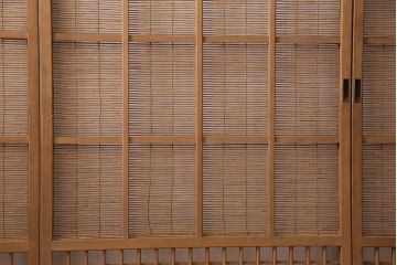 アンティーク建具　雲と風をイメージした透かし彫りがおしゃれな御簾戸4枚セット(簾戸、簀戸、葭戸、夏障子、すど、葦戸)(R-049623)