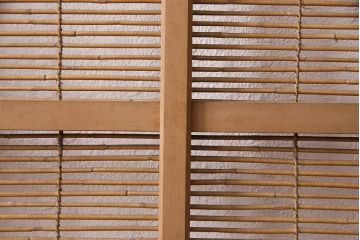 アンティーク建具　雲と風をイメージした透かし彫りがおしゃれな御簾戸4枚セット(簾戸、簀戸、葭戸、夏障子、すど、葦戸)(R-049623)