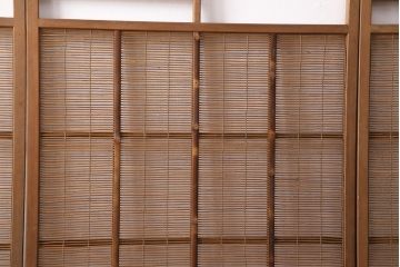 アンティーク建具　雲と風をイメージした透かし彫りがおしゃれな御簾戸4枚セット(簾戸、簀戸、葭戸、夏障子、すど、葦戸)(R-049623)