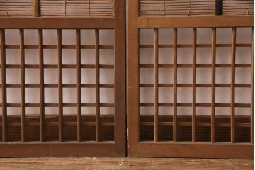 アンティーク建具　雲と風をイメージした透かし彫りがおしゃれな御簾戸4枚セット(簾戸、簀戸、葭戸、夏障子、すど、葦戸)(R-049623)