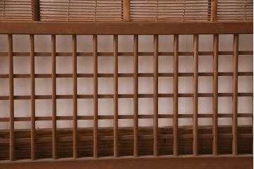 アンティーク建具　雲と風をイメージした透かし彫りがおしゃれな御簾戸4枚セット(簾戸、簀戸、葭戸、夏障子、すど、葦戸)(R-049623)