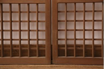 アンティーク建具　雲と風をイメージした透かし彫りがおしゃれな御簾戸4枚セット(簾戸、簀戸、葭戸、夏障子、すど、葦戸)(R-049623)