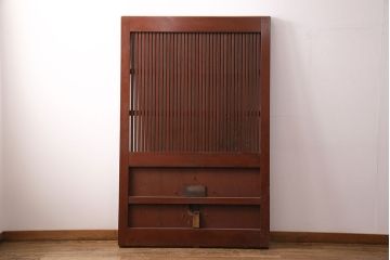 アンティーク建具　美品　ヒノキ材　漆の艶が美しい富山県産の蔵戸(玄関戸、引き戸、建具)(R-049627)