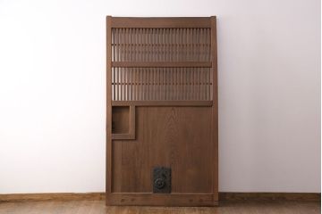 アンティーク建具　明治期　ケヤキ材・カバ材　格子蔵戸(玄関戸、引き戸、建具)(R-049628)