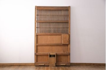 アンティーク建具　明治期　ケヤキ材・カバ材　格子蔵戸(玄関戸、引き戸、建具)(R-049628)