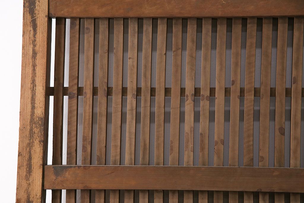 アンティーク建具　明治期　ケヤキ材・カバ材　格子蔵戸(玄関戸、引き戸、建具)(R-049628)