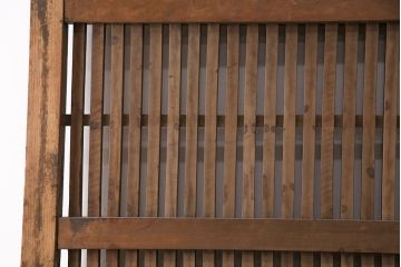 アンティーク建具　明治期　ケヤキ材・カバ材　格子蔵戸(玄関戸、引き戸、建具)(R-049628)