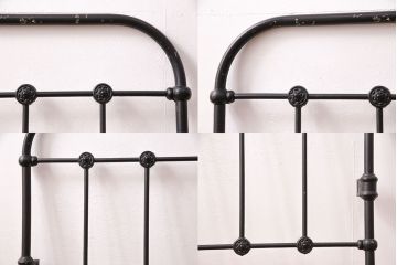 アンティーク家具　フランスアンティーク　メンズライクスタイルにおすすめ!金網のようなデザインがおしゃれなベッドフレーム(飾り棚、陳列棚、シングル)(R-049631)
